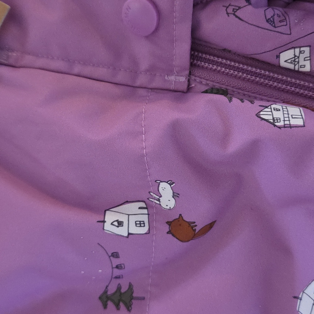 Souris Mini 6-9 Months NEW Purple Hooded Baby Waterproof Snowsuit with Fur Trim - Picture 3 of 14